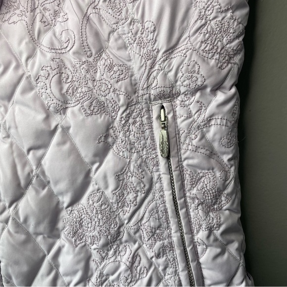 [xs] Eddie Bauer Goose Down Embroidered Lavender Purple Spring Puffer Vest - Picture 7 of 13